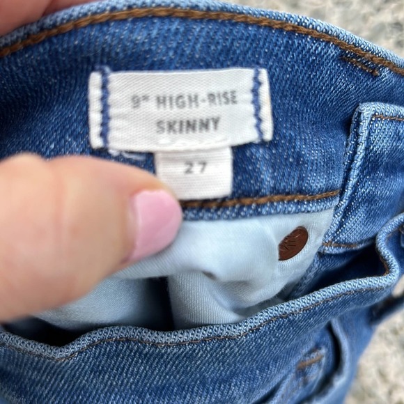 MADEWELL 9” high rise skinny jeans Pearson wash size 27 AA579 in seam 28” - Picture 10 of 13